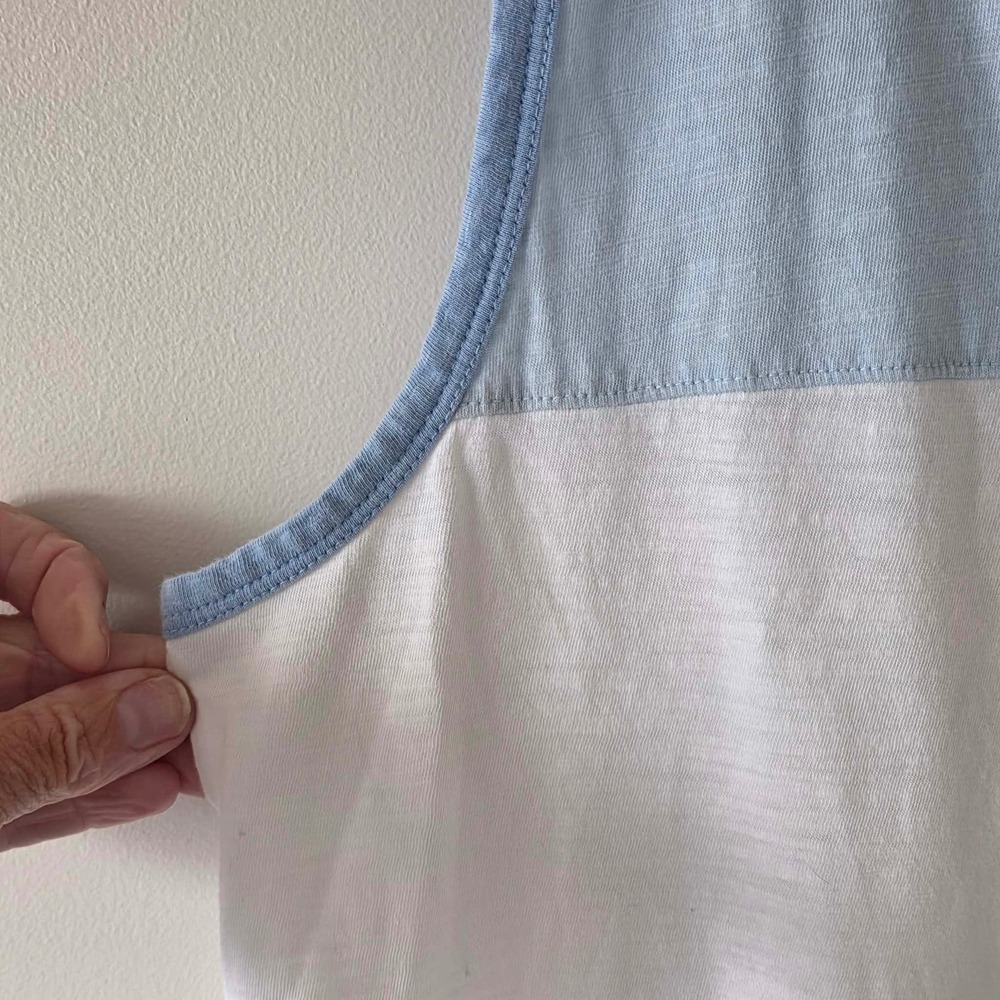Loft Outlet Blue White Colorblock Slub Knit Ringer Tank Top Womens Medium - Picture 5 of 6